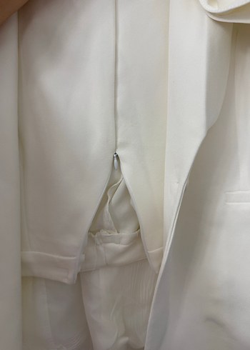 Beyaz Kemerli Midi Kadın Takım Elbise - Görsel 10