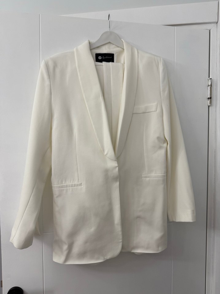 Beyaz Kemerli Midi Kadın Takım Elbise - Görsel 5