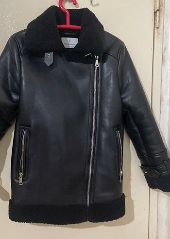 Stradivarius Stradivarius Kürklü Siyah Deri Biker Ceket
