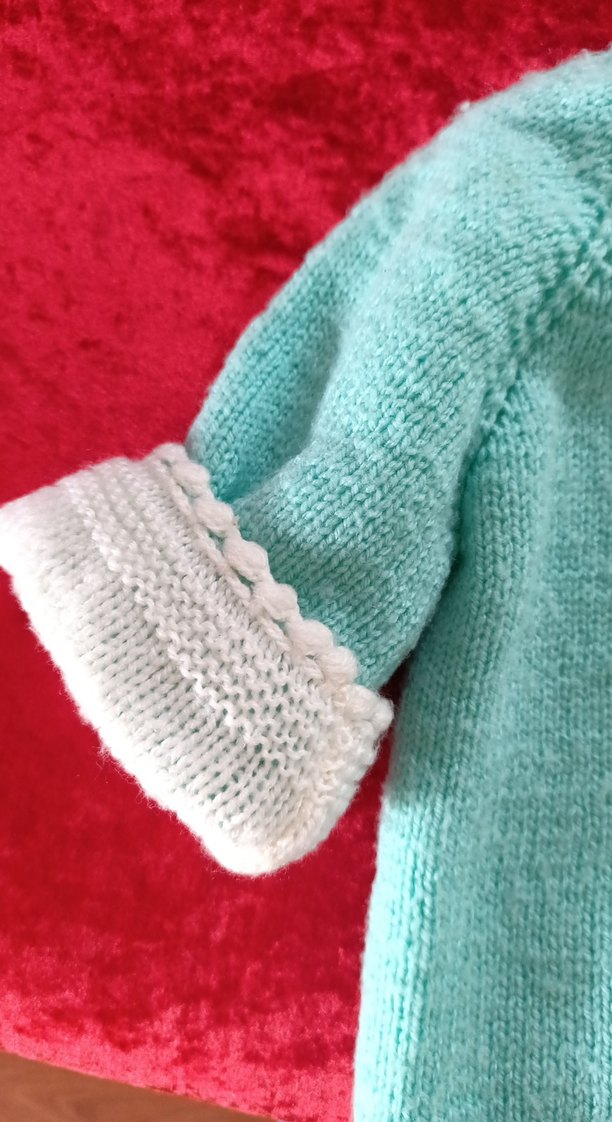 Kız veya erkek Çocuk Turkuaz Kapüşonlu Örgü Hırka - Görsel 3