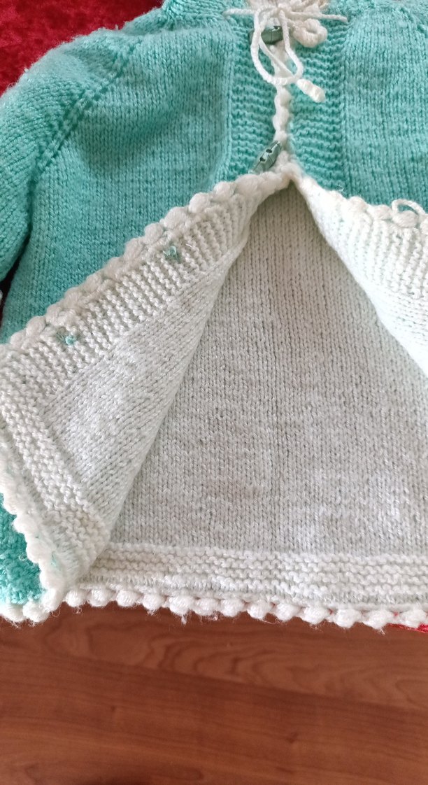 Kız veya erkek Çocuk Turkuaz Kapüşonlu Örgü Hırka - Görsel 4