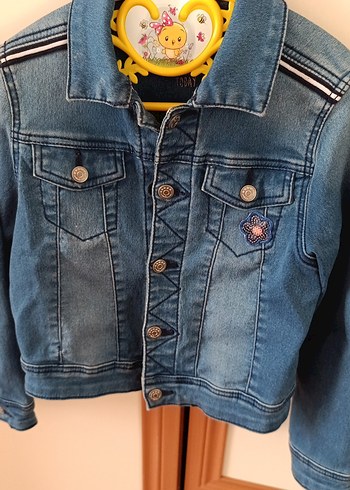 Kızlar için Nakışlı Düğmeli Kot Ceket - Görsel 4