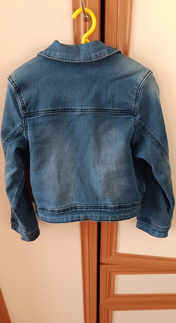 Kızlar için Nakışlı Düğmeli Kot Ceket - Görsel 5