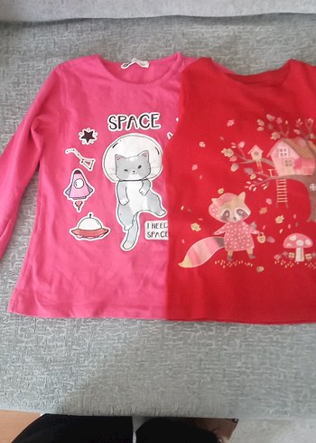 Kız Çocuk Pembe Uzun Kollu Baskılı Tişört