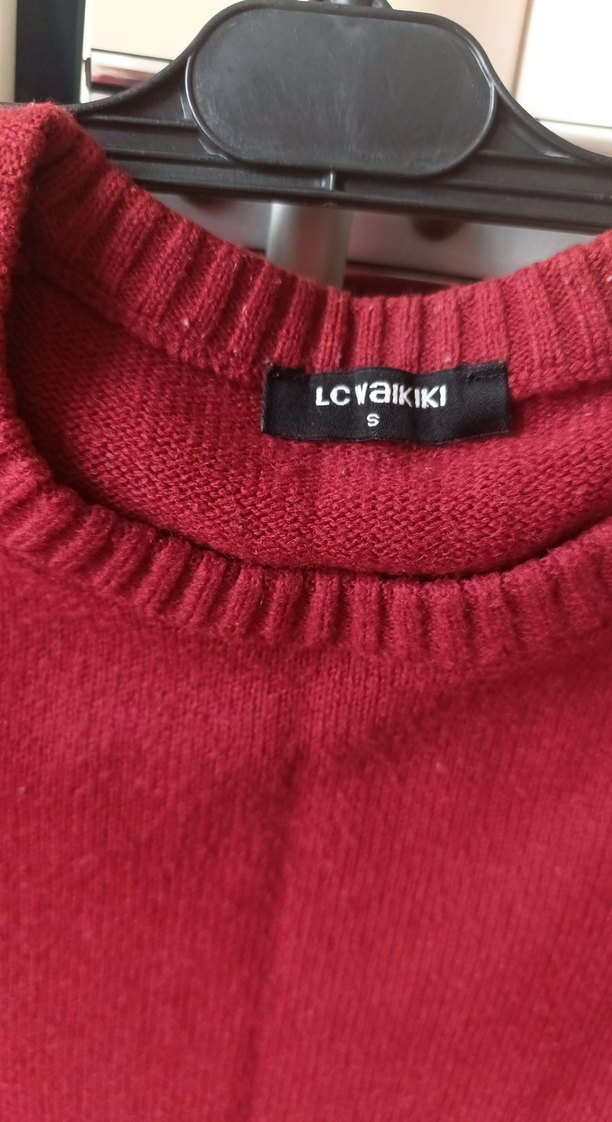 Erkek Bordo Örgü Yün Kazak - Görsel 2