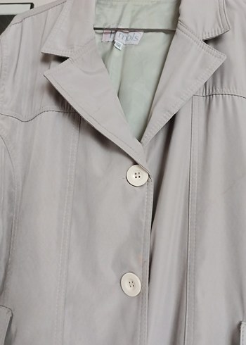 Düğmeli Gri Midi Kadın Trençkot - Görsel 2