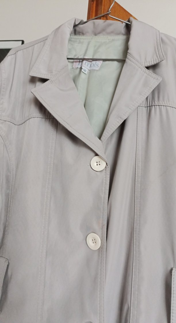 Düğmeli Gri Midi Kadın Trençkot - Görsel 2