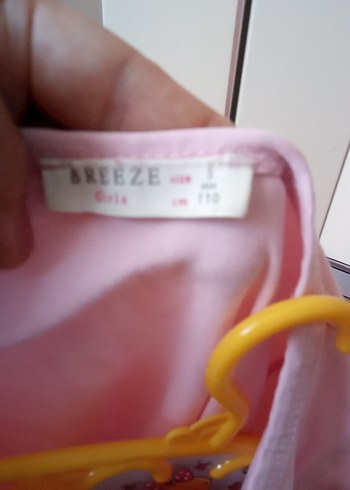 5 Yaş Beden pembe Renk Pembe ve Gri Fiyonklu Kız Çocuk Elbisesi