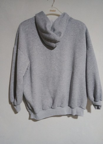 Gri bayan Kapüşonlu Fermuarlı Sweatshirt - Görsel 3