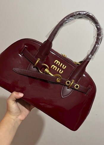 Bordo Parlak Miu Miu Deri Kadın Çanta
