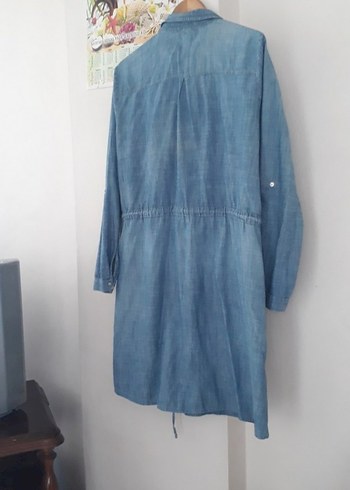 LC Waikiki Düğmeli Gömlek Yaka Midi Kot Elbise
