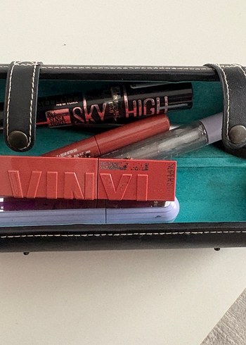 Silindir deri makyaj çantası - Görsel 3