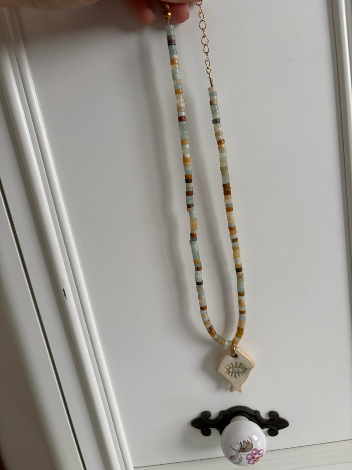 Boncuklu Çok Renkli Bohem Kolye - Görsel 2