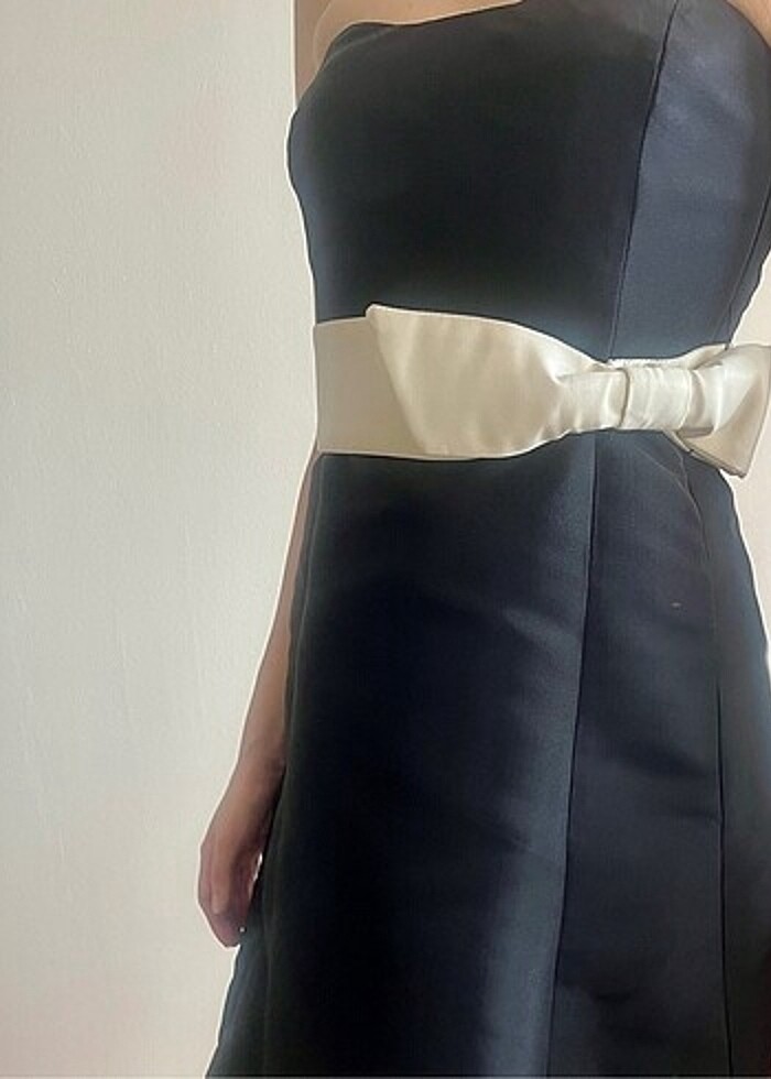 Balon Etekli Straplez Elbise - Görsel 3