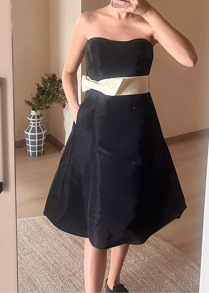 Balon Etekli Straplez Elbise - Görsel 2