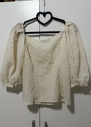 Düğmeli Beyaz Pamuklu Kadın Bluz - Görsel 2