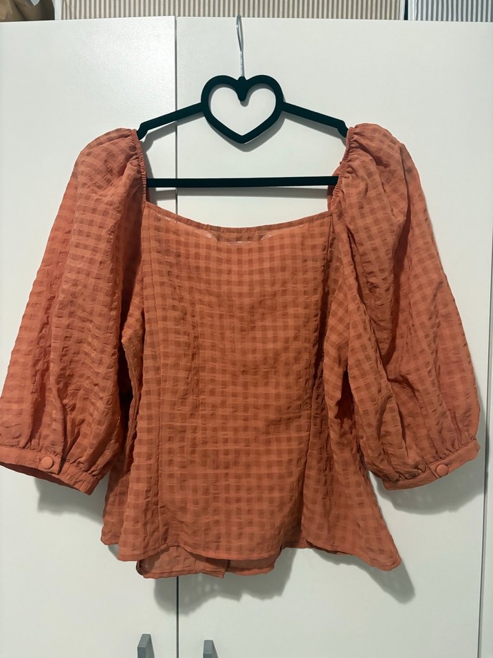 Düğmeli Kahverengi Uzun Kollu Midi Bluz - Görsel 2