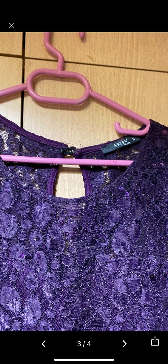 Mor Dantel DetaylıAbiye Elbise - Görsel 2