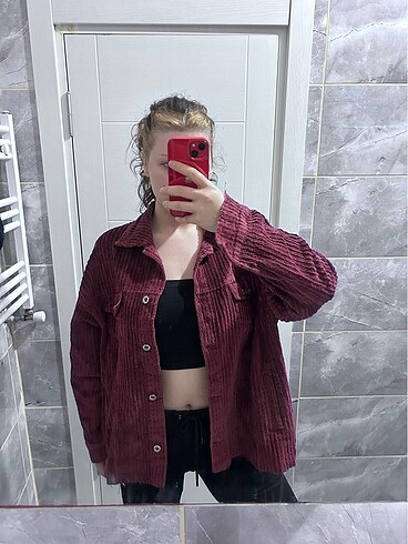 Bordo Kadife Oversize Ceket