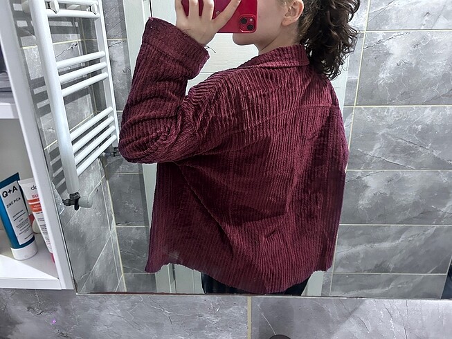 m Beden Bordo Kadife Oversize Ceket