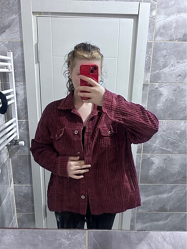 Diğer Bordo Kadife Oversize Ceket
