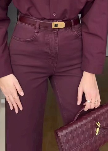 Zara Zara Regular Fit Midi Kot Pantolon