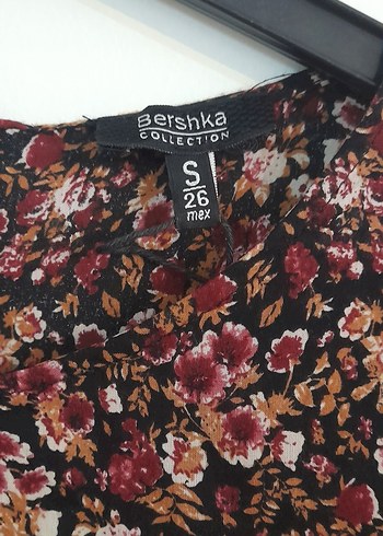 Bordo Çiçekli Uzun Kollu Mini Tulum - Görsel 2