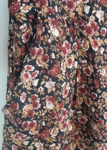 Bordo Çiçekli Uzun Kollu Mini Tulum - Görsel 3