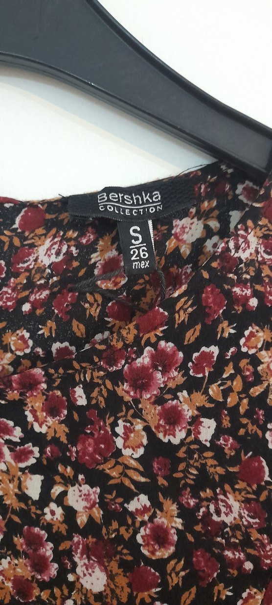 Bordo Çiçekli Uzun Kollu Mini Tulum - Görsel 2