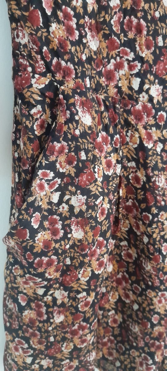 Bordo Çiçekli Uzun Kollu Mini Tulum - Görsel 3