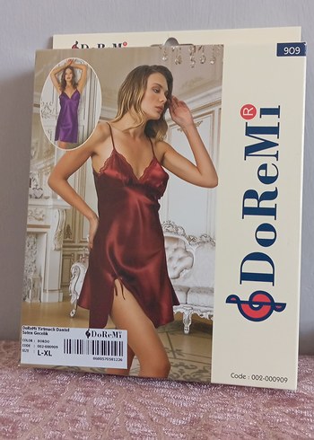 Bordo Parlak Mini Kadın Gecelik