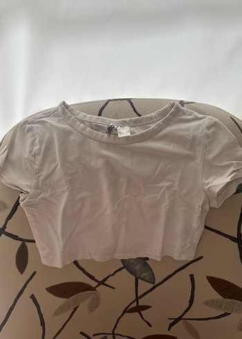 Beyaz Kısa Kollu Kadın Crop Top