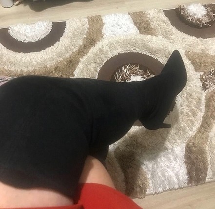 Siyah süet çorap çizme sivri burun 