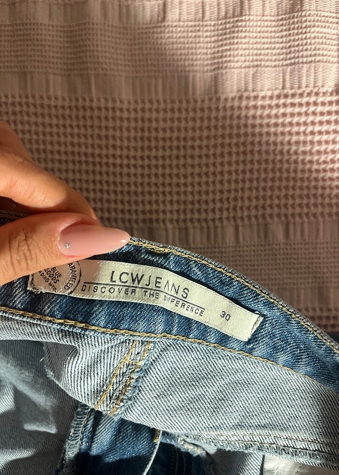 mavi kot şort - Görsel 3