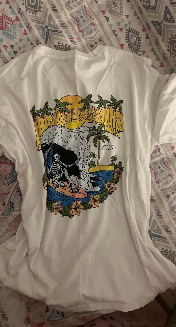 Beyaz Baskılı Kısa Kollu Kadın Tişört - Görsel 2