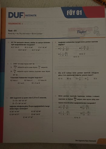 AYT Matematik DUF Ders Uygulama Föyleri - Görsel 2