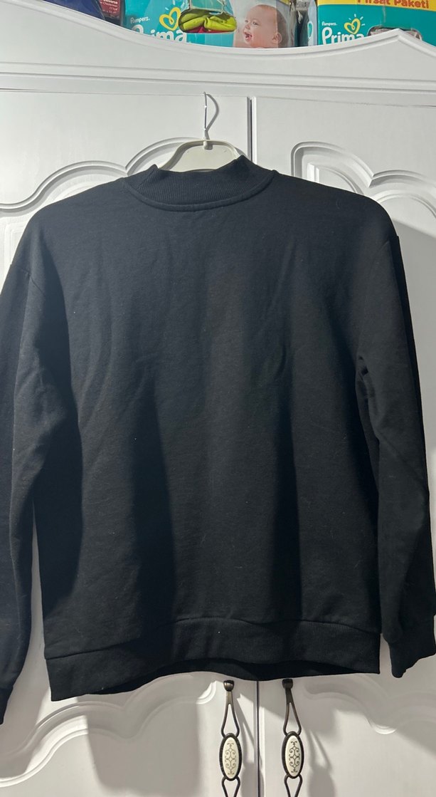 Kadın Siyah Rahat Kesim Sweatshirt - Görsel 2