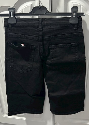 Erkek Siyah Baskılı Denim Şort - Görsel 2