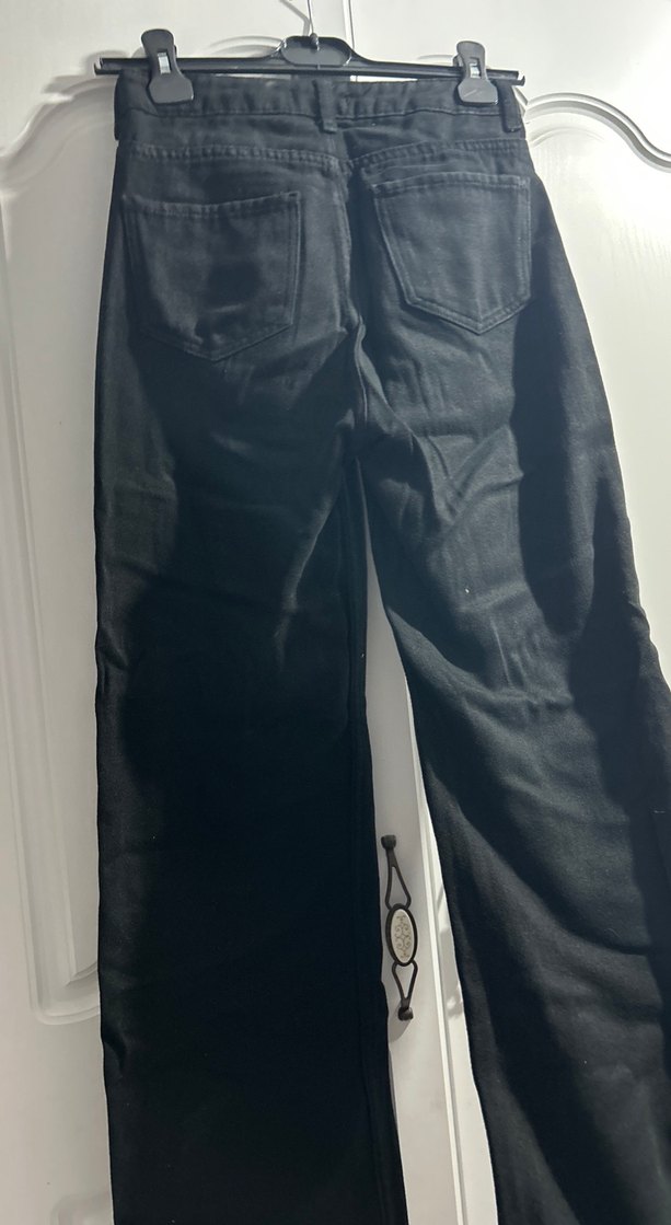 Siyah Rahat Kesim Midi Kadın Kot Pantolon - Görsel 2