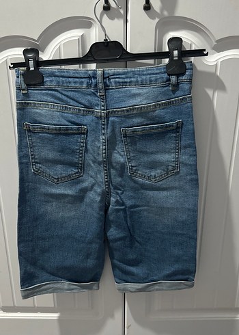 Kadın Mavi Kot Midi Şort - Görsel 3