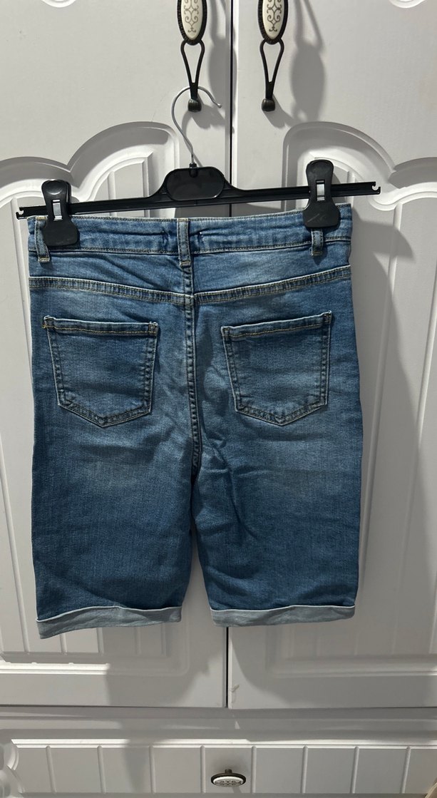 Kadın Mavi Kot Midi Şort - Görsel 3