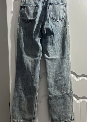 Bağlamalı Gri Batik Desenli Midi Kot Pantolon - Görsel 2