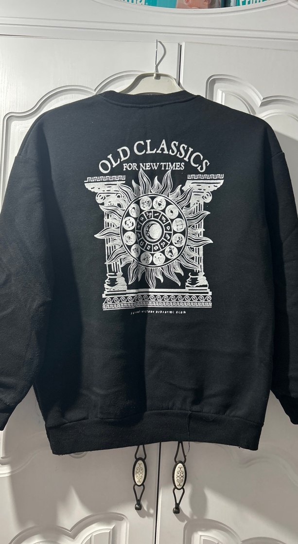 Siyah Baskılı Kadın Sweatshirt - Görsel 2