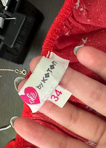 Koton Düğmeli Kırmızı Bohem Straplez Bluz