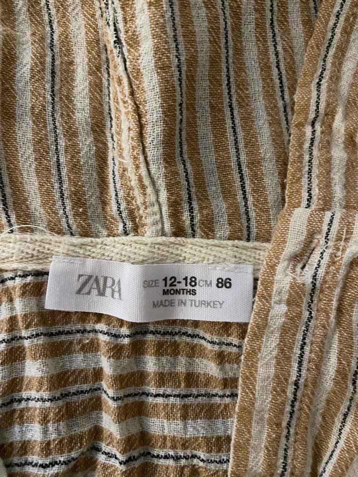 Bej Erkek Çocuk Keten müslin Kapüşonlu Gömlek - Görsel 2