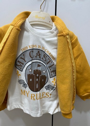 Kapüşonlu Sarı Erkek Çocuk Fermuarlı Sweatshirt - Görsel 2