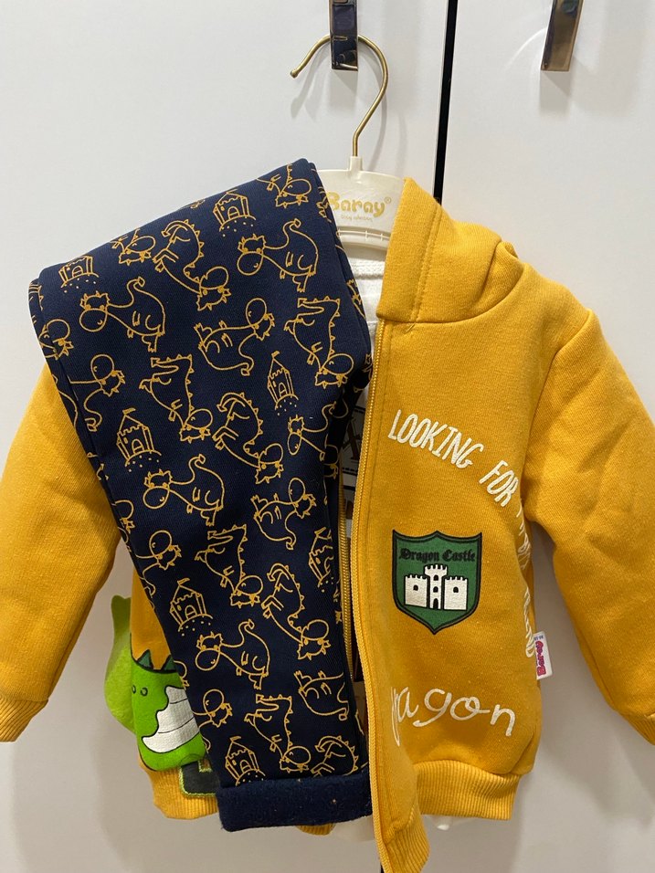 Kapüşonlu Sarı Erkek Çocuk Fermuarlı Sweatshirt - Görsel 3