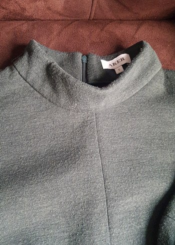 Gri Kadın Yün Crop Sweatshirt - Görsel 2