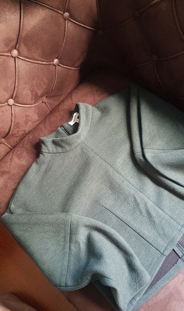 Gri Kadın Yün Crop Sweatshirt - Görsel 3