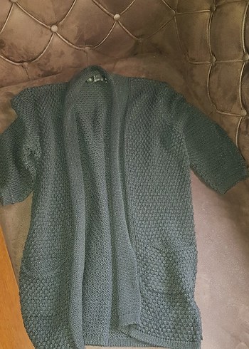 Siyah Yarım  Kollu Triko Hırka - Görsel 2